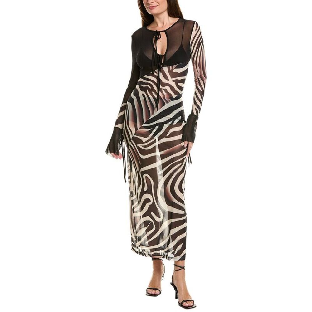 Ipponelli Womens  Printed Maxi Dress, Black
